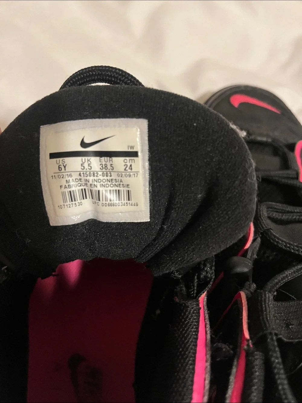 Nike black and pink sneaker size 6Y